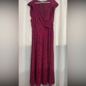 Good earth clothing women wrap flowy dress light /dark burgundy size Lg as sash